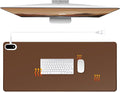 Konohan Heated Desk Pad Warm Mouse Pad 5 Heating Level &amp 4 Hour Auto Shut-Off PU Leather Warm Mouse Mat Heating Keyboard Gaming Mice Warmer Mat Only Supports 110v(Brown Color31.5 X 13)