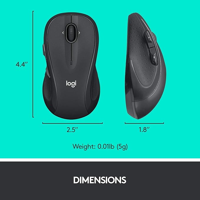 Logitech M510 Wireless Computer Mouse for PC with USB Unifying Receiver - Graphite (Renewed)
