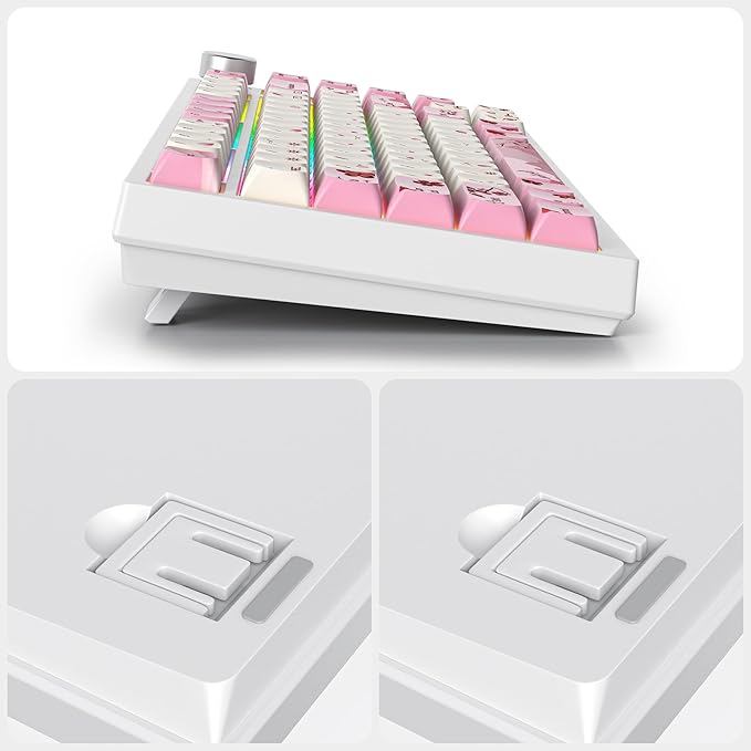 Fogruaden Wired 75% Percent Mechanical Keyboard RGB Backlit 75 Percent Gaming Keyboard Gasket Mount TKL Mechanical Keyboard Hot Swappable Red Switch NKRO Compact Pink Keyboard with Volume Knob