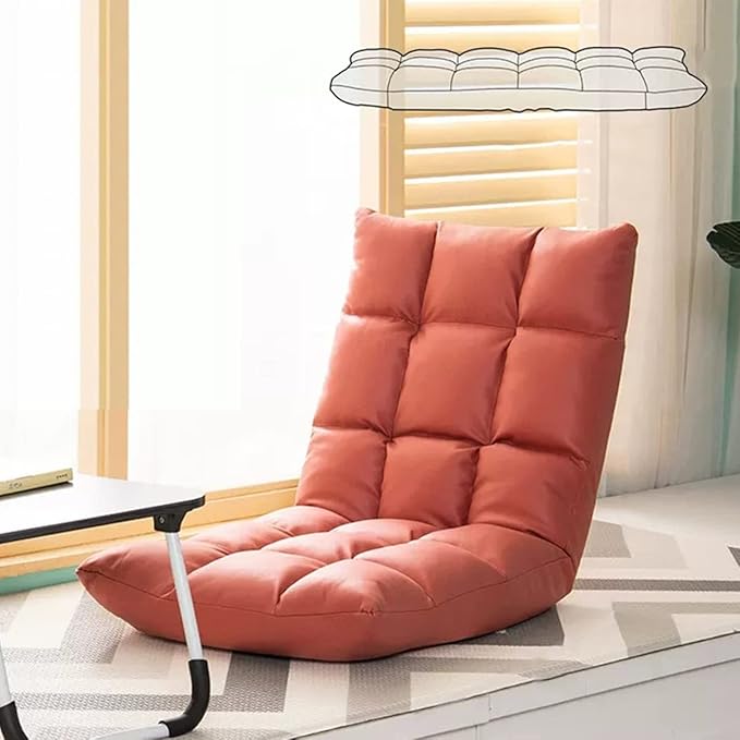 YCKEGEW Indoor Reading Chair Bedroom Floor Sofa Chair for Meditation Yoga GamesAdjustable 5 Angles Padded Single Sofa Bed ChairSuitable for Small Rooms (Color : Pink)