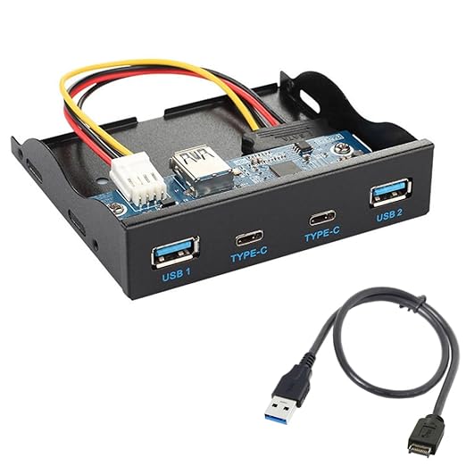 Chenyang 4 Ports 2 USB C ＆ 2 USB 3.0 to USB 3.1 Type E Front Panel Header USB HUB Port Multiplier Expansion Adapter for 3.5 Floppy Bay