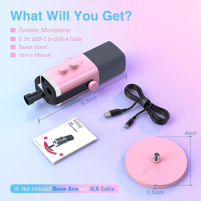 FIFINE Streaming XLR/USB Microphone with Audio Mixer Kit Dynamic Mic with Mute Button 7.1 Surround Sound RGB Mixer with XLR Interface 48V Phantom Power Voice Changer for PC/PS5-AM8P+SC8P