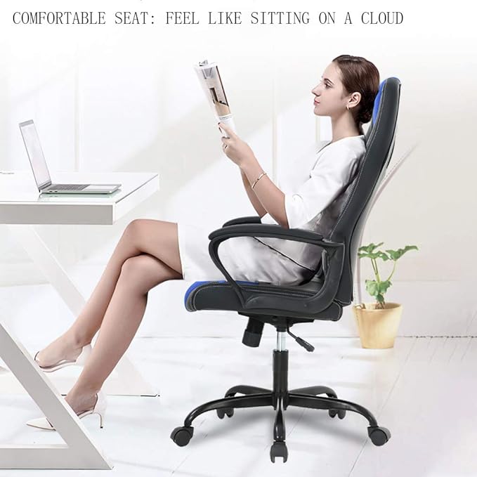 Office Chair Gaming Desk Racing Gaming Chair PC Gaming Ergonomic Racing Heavy Duty Office Video Game Chair PU Leather Racing Chair for Home Office Computer Gaming Chairs Video Game Chairs - Blue