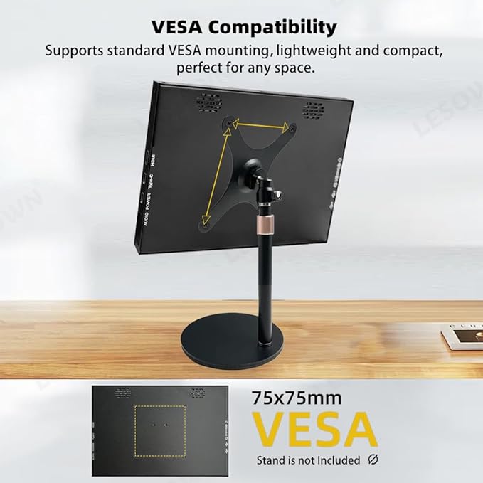 USB C 8.9 inch Portable HDMI Monitor 1920x1200 IPS Touchscreen VESA Metal Casing External Small Wide Display Mini Screen Extender for Windows Laptop PC
