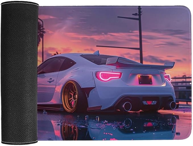 JDM Car Modified BRZ Sunset Large Gaming Mouse Pads Non-Slip Rubber Base Desk Mat Laptop Computer Accessories Supplies Writing Pad for Office Home 40X75cm