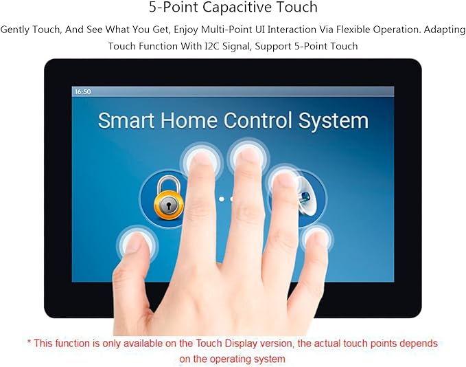 waveshare 5inch DSI Touch LCD Display 800 x 480 Capacitive Touch IPS Screen 160° Viewing Angle Adjustable Brightness Via Software for Raspberry Pi 4B/3B+/3A+/3B/2B/B+/A+ Compute Module 4/3/3+