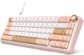 RK ROYAL KLUDGE R65 Wired Mechanical Keyboard with Volume Knob 60% Percent RGB Backlit Gasket Mount Gaming Keyboard with PBT Keycaps MDA Profile QMK/VIA 66 Keys Hot Swappable Cream Switch Pink