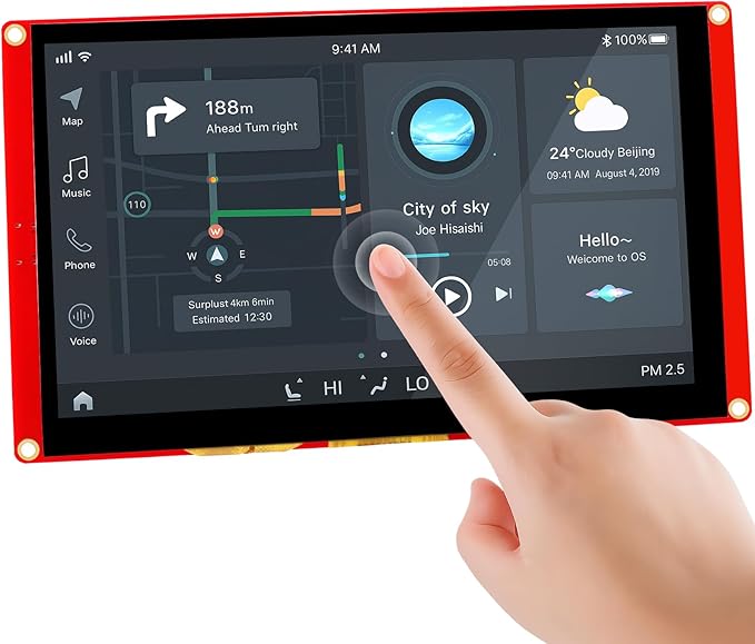 ELECROW ESP32 Display 800×480 7 Inch HMI Basic ESP32 RGB TFT LCD Touch Screen 32-Bit LX6 Dual-Core Processor Up to 240MHz Compatible with Arduino LVGL PlatformIO MicroPython