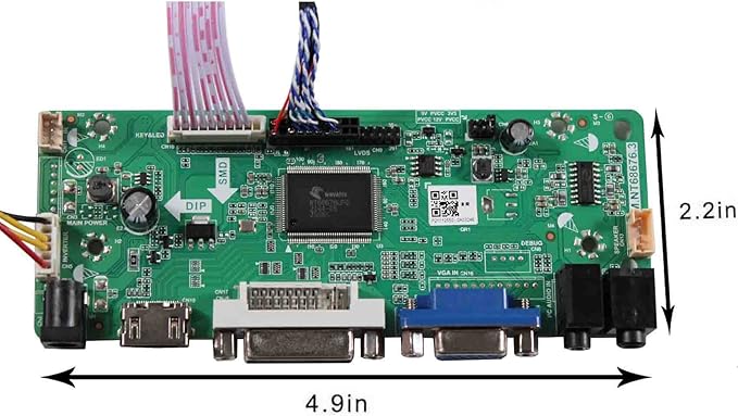 VSDISPLAY DVI VGA Audio LCD Controller Board Work for 14.9inch 1280x390 LTA149B780F 30 PIN LVDS Interface 2CCFL Backlight LCD Screen