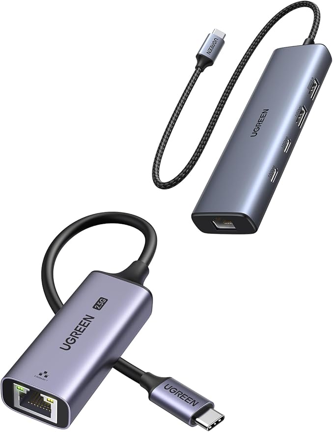 UGREEN USB C to Ethernet Adapter 2.5Gb Bundle with USB 3.2 to 5-in-1 USB C Hub