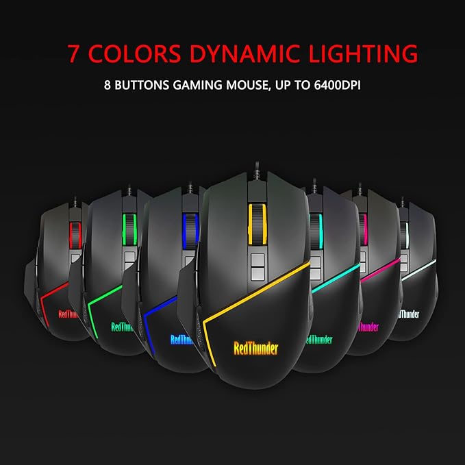 RedThunder One-Handed RGB Gaming Keyboard and Mouse Combo 35 Keys Mini Gaming Keypad 6400 DPI Mouse Portable Game Controller for PC Gamer