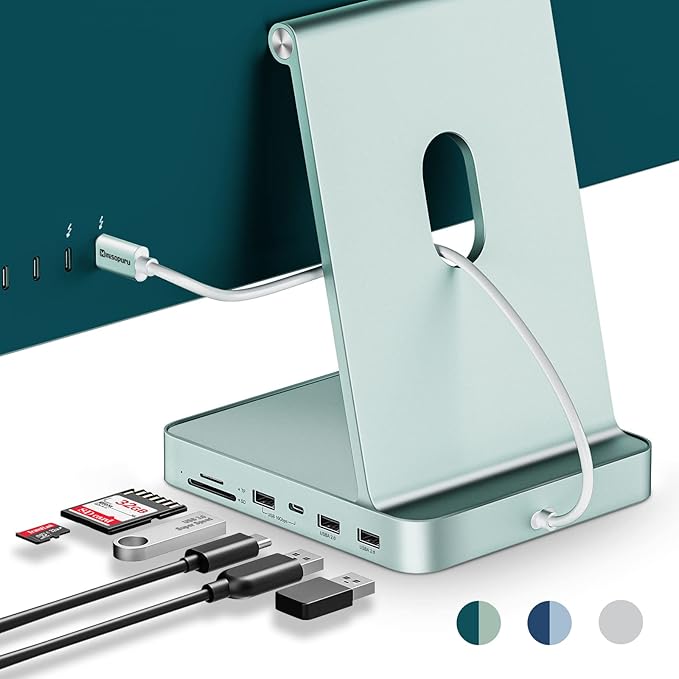 USB C Hub for iMac 24 inch 2021/2023/2024 Minisopuru iMac Hub Support M.2 NVMe SSD iMac Accessories for iMac M1/M3/M4 iMac Adapter with USB A/C 10Gbps SD/TF M.2 SSD (Not Included) Green