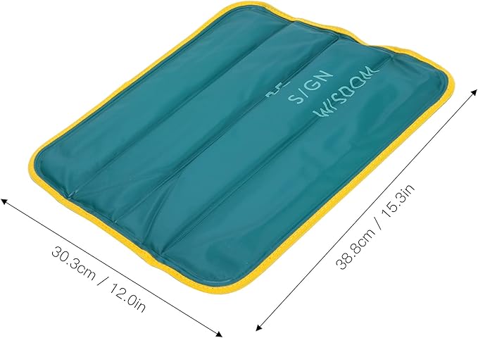 15.3 * 13in Ice Pad PVC Cool Car Liquid Cooling Pillow Ice Pillow Block Ice Pad for People in Hot Summer (7880 Dark Green Bottom)