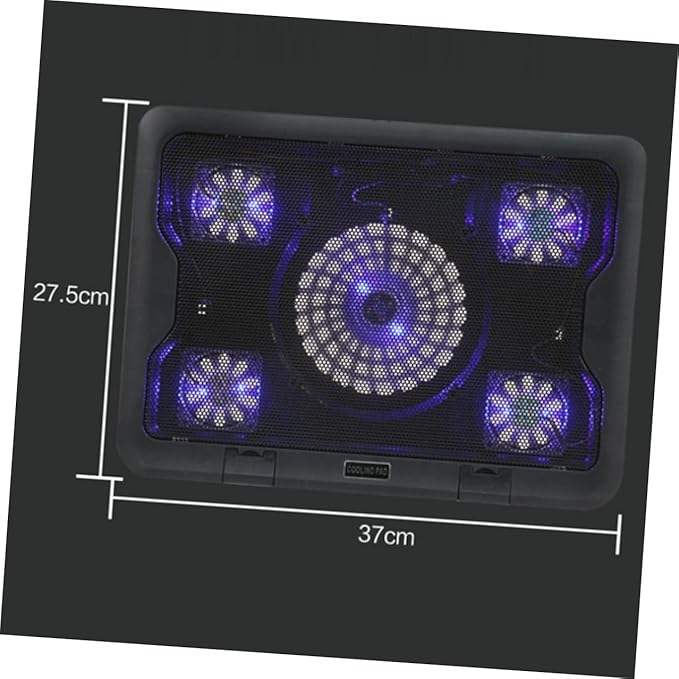USB Laptop Cooling Pad with 5 Fans Cooler Base Anti-Skid Multi-Angle Adjustable Cooling Stand for Notebooks and Gaming Laptops
