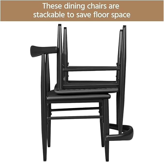 Adjustable Office Computer Chair with Armrest 1pcs Black No Armless with Curved Backres Metal Legs Leather Seat Dining Chairs