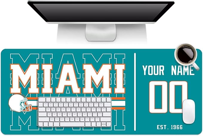 ANTKING Miami Mouse Pad Custom Name and Number Desk Pad for Men Women Youth Gifts