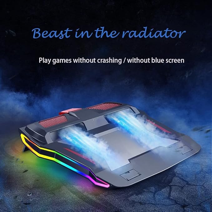 JSEIAJB RGB Gaming Laptop Cooler Adjustable Notebook Stand 3000 RPM Powerful Air Flow Cooling Pad for 12-17 Inch Laptop