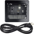 Tabletop Brush Flip Connectivity Box with 2 AC Power + 2 USB Charger + HDMI + 1 3.5mm Audio + USB-C Data + RJ45(cat6) for Conference Room (Black)