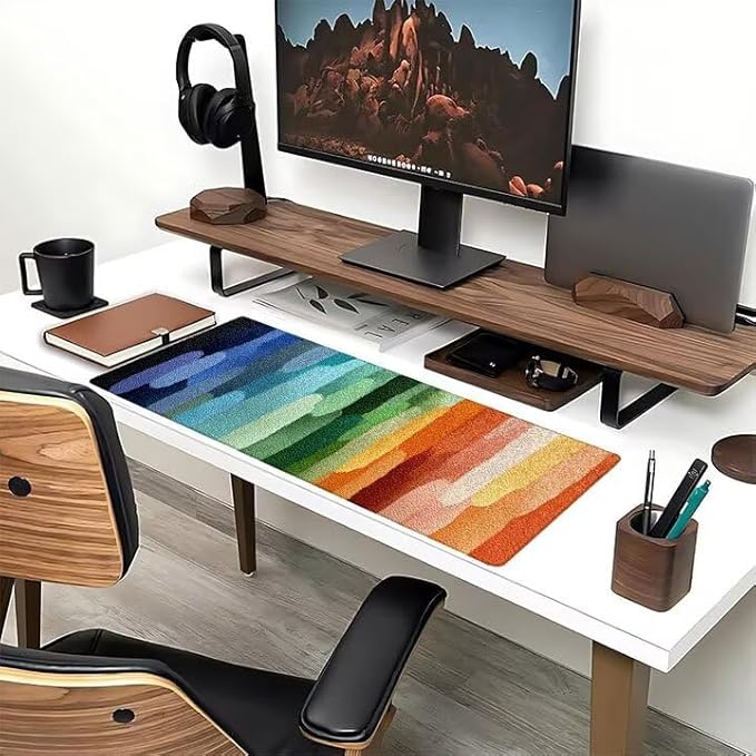 Mouse Pad XXL Stripe Oil Paint Gaming Mousepad 31.5x11.8x0.12 inch Mousepad with Stitched Edgeswith Non-Slip Rubber Base Improved Precision and Speed Waterproof Protector Desk Accessories K-9R68
