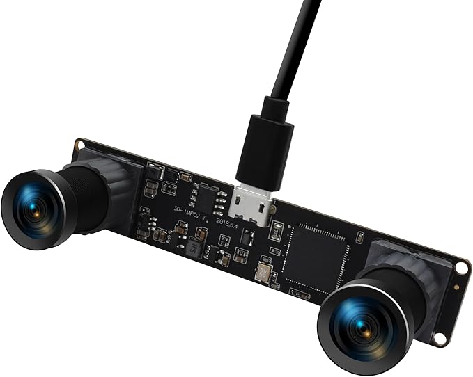 Synchronized Dual Lens Stereo USB Camera 960P 60FPS Webcam with 100 Degree No Distortion Lens 3D VR Webcamera with CMOS OV9715 Sensor Mini Industrial Amera Module for PC Raspberry PI Laptop