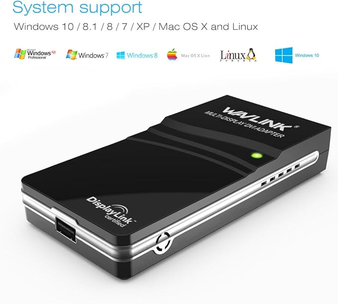 WAVLINK USB to HDMI/DVI/VGA Universal Display Adapter Supports Resolutions up to 1920x1080 Compatible with Windows MacOS ChromeOS Android