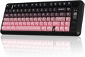 M75 Wireless Gaming Keyboard Mechanical Feel Membrane with Knob &amp OLED Display Bluetooth/2.4Ghz Rainbow Backlit Gradient PBT Keycaps 2000mAH Battery Anti-Ghosting-Pink