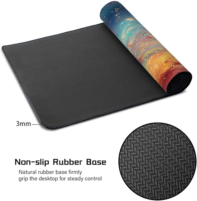 Abstract Galaxy Color Large Mouse Pad Gaming Mousepad Desk Mat for Desktop Computer Keyboard Waterproof Mouse Mat Desk Pad with Non-Slip Base for Game School Office Home 35.4 x 15.7