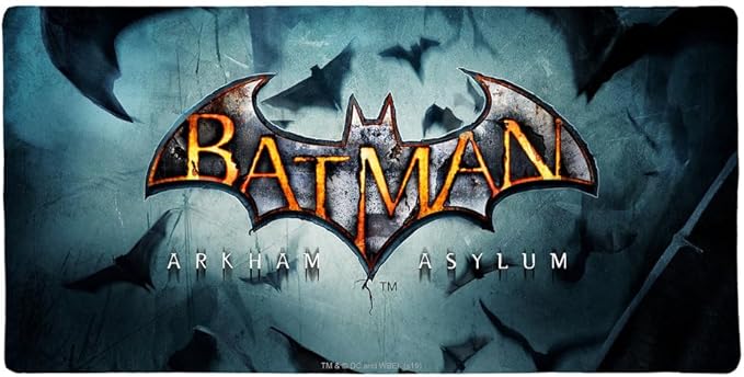 Batman Arkham Asylum Video Game Logo Large Gaming Mouse Pad Desk Mat with Stitched Edges Non-Slip Base for Gamer Home and Office 31.5 x 15.7