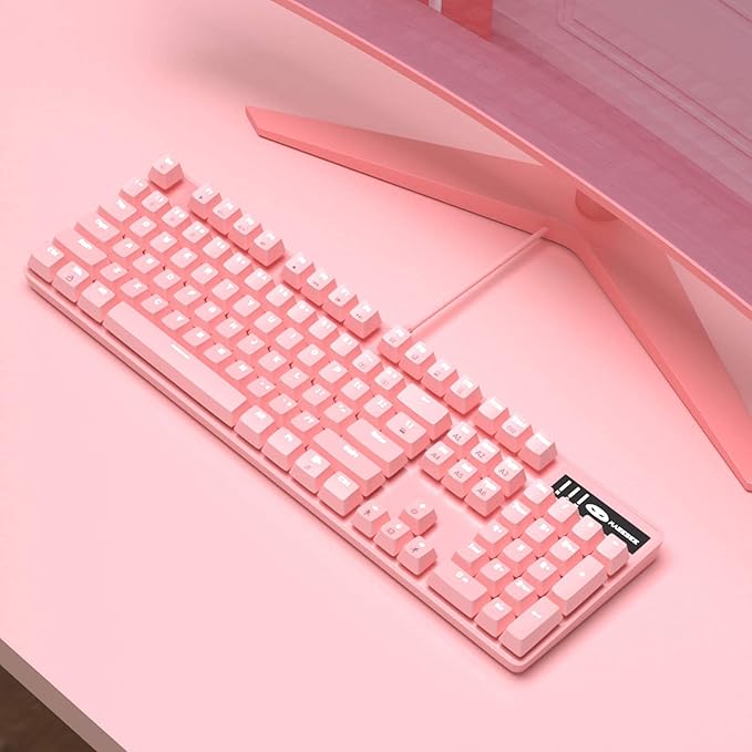 MageGee Pink Gaming Keyboard USB Wired Keyboard New Mechanical Storm Adjustable Backlight Keyboards Splash-Proof Ideal for PC/Laptop/MAC Game(Pink)
