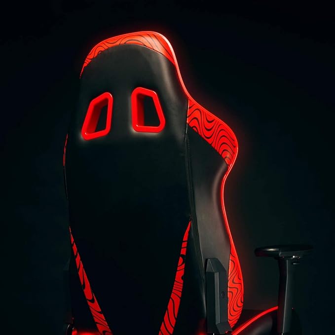 Clutch Chairz Throttle Series Pewdiepie Edition LED Gaming Chair - Premium Ergonomic Design Lumbar and Head Support Pillows - Black/Red