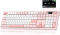 LINGBAO K108 Pro Wireless Mechanical Keyboard with Screen &amp Knob Full Size Creamy Keyboard with Number Pad 10000mAh Battery PBT Keycaps RGB Backlit Hot-swappable Pink Gaming Keyboard for PC/M