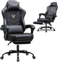 GTPLAYER Gaming Chair with Footrest Recliner Chair with Headrest &amp Lumbar Support Linkage ArmrestErgonomic Gaming Chair 350lbs High Back Office Home Dark Black