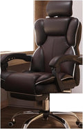 Computer Chair Household Office Chair Gaming Backrest Stool Scroll Wheel Pedal Headrest Latex Leather Rotatable Lifting Chair (Color : Brown Footrest a)