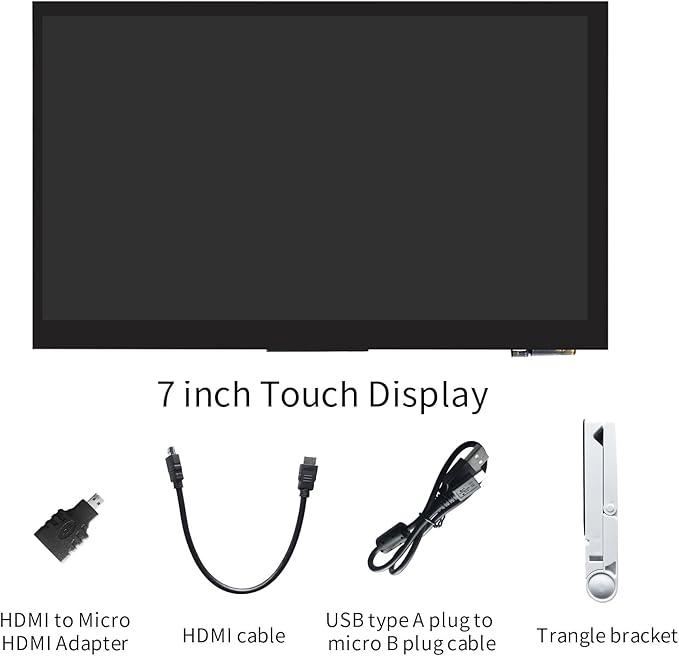 7 inch Capacitive Touch Screen IPS Screen Display 1024x600 Resolution 7 HDMI LCD Module for Raspberry Pi Jetson Nano Developer Kit PC Supports Various Systems