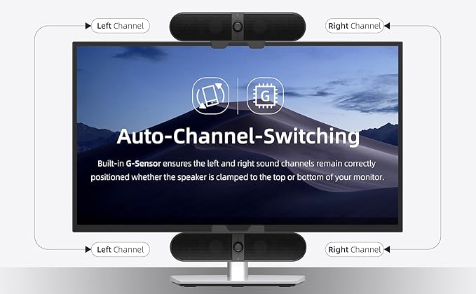 Computer Speakers for Desktop PC Monitor Speakers with Easy Volume Knob Sturdy Clamp Clear Sound Decent Bass USB Plug in External Speakers for Laptop Small PC Soundbar USB-C Adapter 5Ft Cable