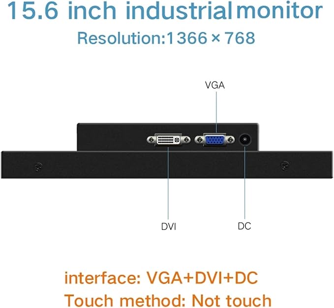 1pc 15.6 Inch Monitor for Tablet Display Desktop Screen VGA DVI HDMI-Interface 1366 * 768 Not Touch Screen(DVI VGA)