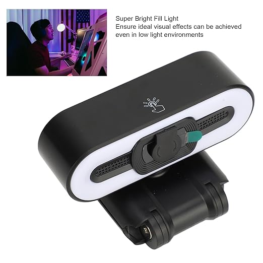 Diydeg 4K Webcam for PC Auto Beauty Camera with Microphone Cover Super Bright Fill Light USB Computer Web Camera for Video Calling Conferencing Zoom Online Classes