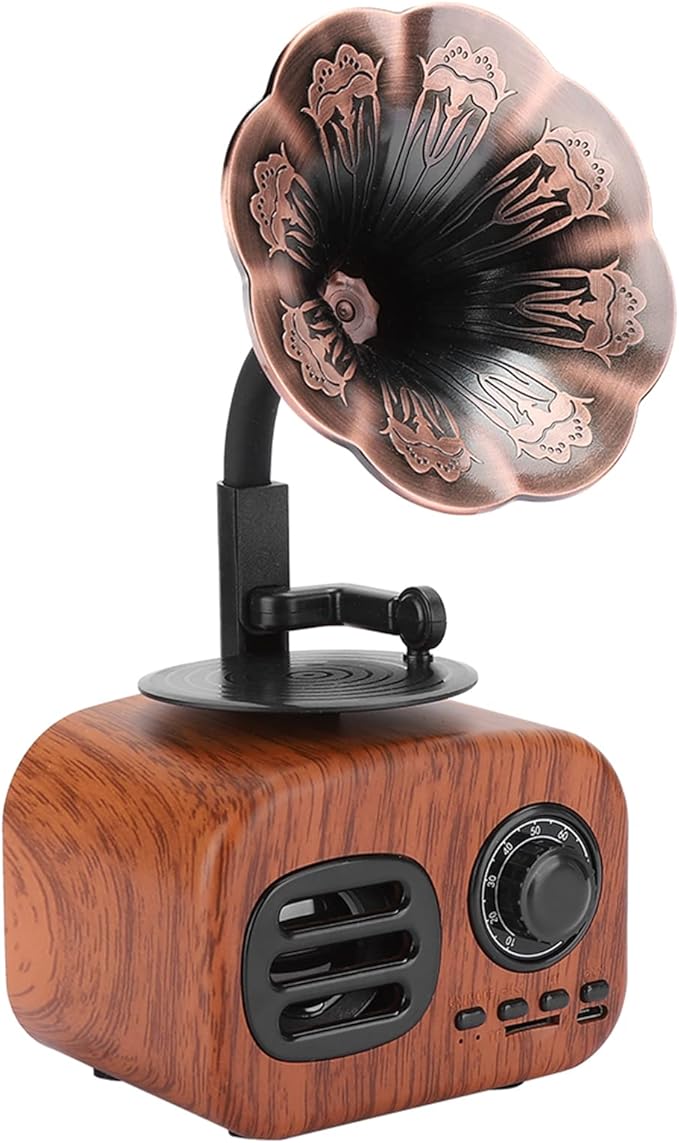 Heayzoki Retro Bluetooth Speaker Portable Walnut Radio Mini Loudspeaker Music Player for Desktop Laptop Walnut