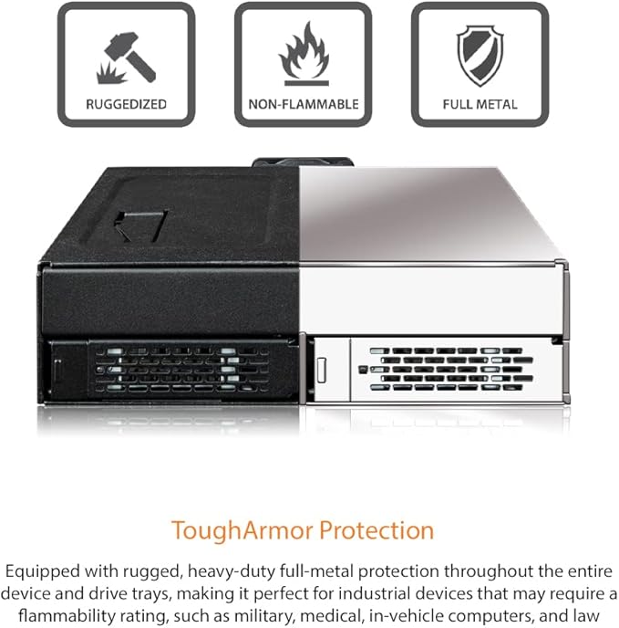 ICY DOCK 2 Bay U.2/U.3 NVMe SSD PCIe 4.0 Enclosure for 5.25” Bay | ToughArmor MB105VP-B