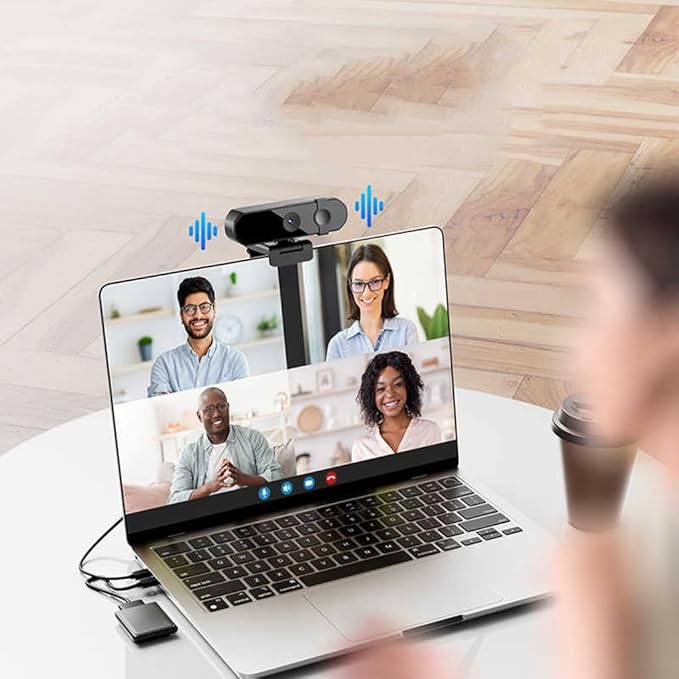 GIZNXBA Full HD Webcam with Built-in Microphone Plug &amp Play USB Webcam 125° Wide Angle Camera Privacy Cover for Desktop PC Or Laptop Computer Streaming(Black A1080P)