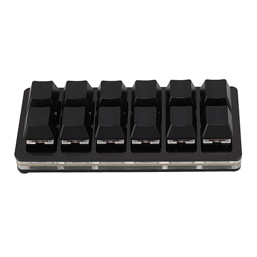One Handed Macro Mechanical Keyboard 12 Keys Hot Swappable RGB Gaming Keypad Programmable Mini Red Switch Keyboard for OS X for for Pi (Black)