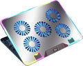 F36 Gaming Laptop Cooling Pad W/ 5 Fan Dual USB LED Screen Laptop Notebook Cooler Stand for 11-17.3'' 7 Angle Adjustable Bracket(F36-5 Fans-Silver)