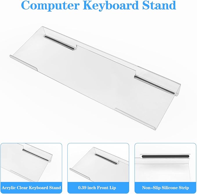 Computer Keyboard Stand with Gel Keyboard Wrist Rest Tilted Acrylic Keyboard Holder - Ergonomic Wrist Rest Support Keyboard for Typing Pain ReliefSuitable for Office/Computer/Laptop/Gaming