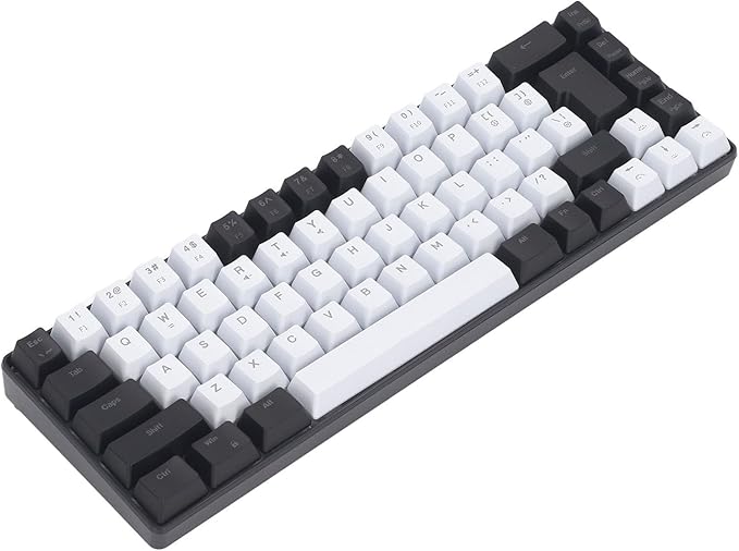 Membrane Gaming Keyboard with 68 Keys Contrast Color Mechanical Feel for Entertainment and Working with USB Connection System (Black and White)