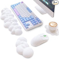 ATTACK SHARK Cloud Mouse Pad Wrist Support and Keyboard Wrist RestErgonomic Design for Typing Pain ReliefMemory Foam Wrist Rest Leather Cup Coaster for DeskOfficeComputer LaptopMac(White)