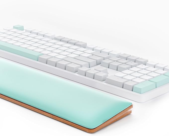 COLORCORAL Wrist Rest for Computer Keyboard Durable Leather Wrist Support with Memory Foam Ergonomic Wooden Arm Rest Wrist Pad for Typing Pain Relief Comfort for Office Gaming