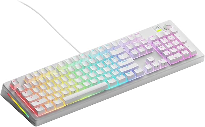 Glorious Gaming - GMMK 3 Custom Mechanical Gaming Keyboard with Knob 100% Keyboard Full Size Modular Gasket System Doubleshot PBT Keycaps Aluminum Switch Plate Hotswappable Switches ANSI (White)