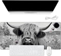 Warm Desk Pad Warm Mouse Pad Gaming Office Desk Matwith 3 Levels Heated &amp 3 Hours Auto Shut - 23.6 x 14.2 inch PU Leather Laptop Keyboard Mat for Home Office Hand WarmerHighland Cow Ox Cattle