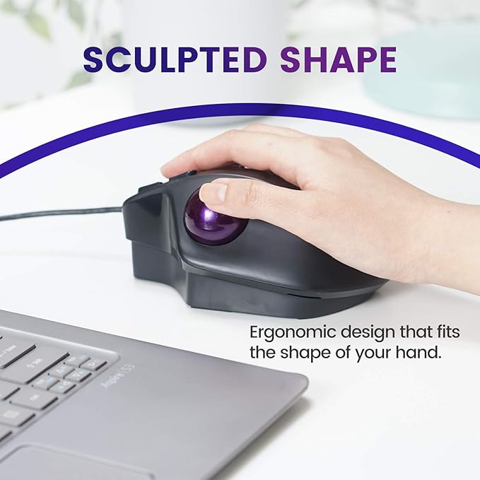 Perixx PERIMICE-520 Wired USB Ergonomic Programmable Trackball Mouse Adjustable Angle 8 Button Design Black (PM-520-11447)