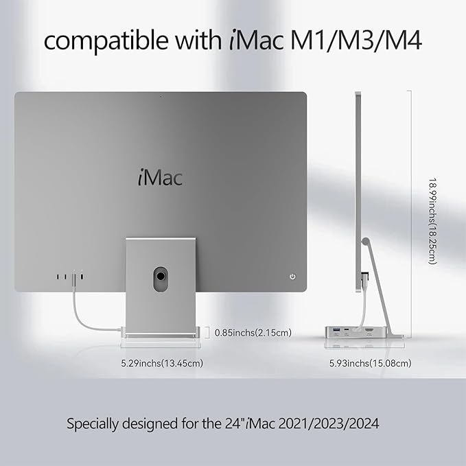 USB C Hub for iMac 24 inch M4/M3/M1 8-in-1 Dock with 4K HDMI4TB M.2 SSD Enclosure 10Gbps USB-A &amp C 3.2 SD/TFCompatible with Pink iMac Accessories